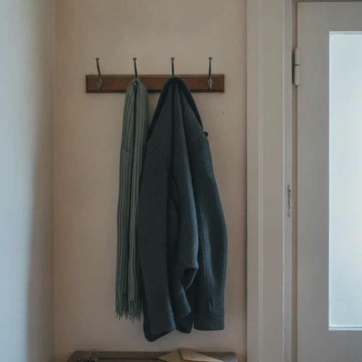 Zwei Mäntel an einer Garderobe neben der Wohnungstür